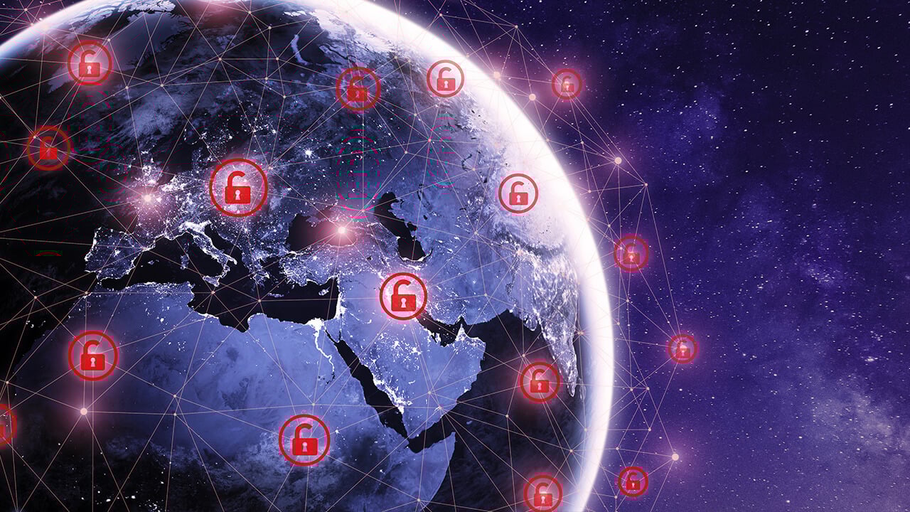 earth with red padlocks around it